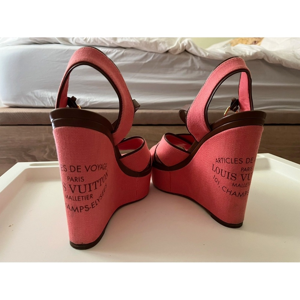 Louis Vuitton Rose Wedge Heels